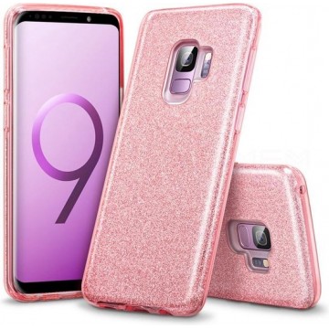 Samsung Galaxy S9 Plus Hoesje - Glitter Backcover - Roze