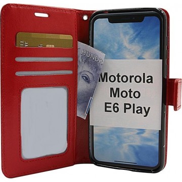 Motorola Moto E6 Play - Bookcase Rood - portemonee hoesje