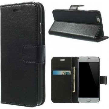 Leder Wallet bookcase hoesje voor Apple iPhone 5/5S/SE - Zwart
