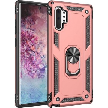 Samsung Galaxy Note 10 Plus hoesje - Anti-Shock Hybrid Ring Armor rose gold