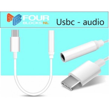 USB-C naar AUX (Jack) audio 3,5mm adapter kabel 9cm. Voor oortjes