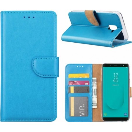 Samsung Galaxy J6 (2018) case Blauw Portemonnee hoesje met opbergvakjes