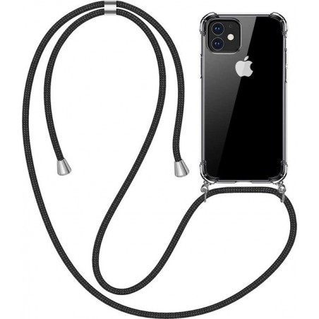 iPhone 12 Pro Max Hoesje Case met Schouder Nek Draagriem - Ketting Koort Lanyard Schouder Tas