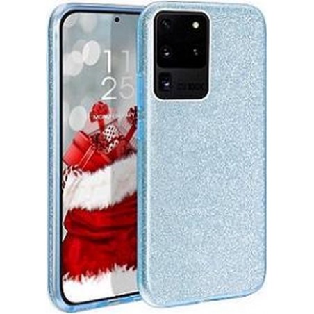 Samsung A71 Siliconen Glitter Hoesje Blauw