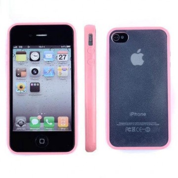 Apple iPhone 4/4S Hoesje Bumper case met achterkant Licht Roze/Pink
