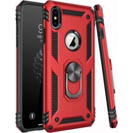 iPhone XR Hoesje - Anti-Shock Hybrid Ring Armor rood