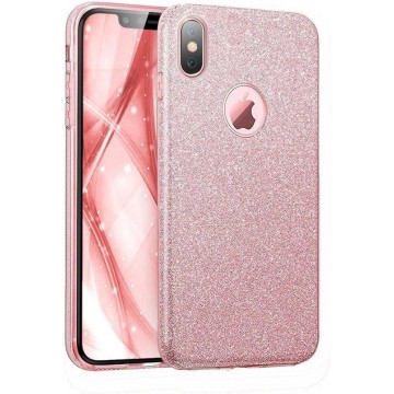 Apple iPhone X Schokbestendig glitters Hoesje - Roze