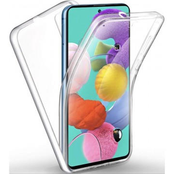 Samsung Galaxy A51 Case - Transparant Siliconen - Voor- en Achterkant - 360 Bescherming - Screen protector hoesje - (0.4mm)