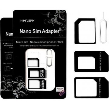 Ninzer® Nano 3-in-1 SIM Card / Kaart Adapter Set met Kaartslot Opener