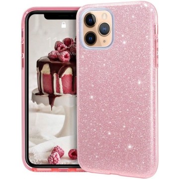 iPhone 11 Pro max Hoesje Glitters Siliconen TPU Case roze - BlingBling Cover