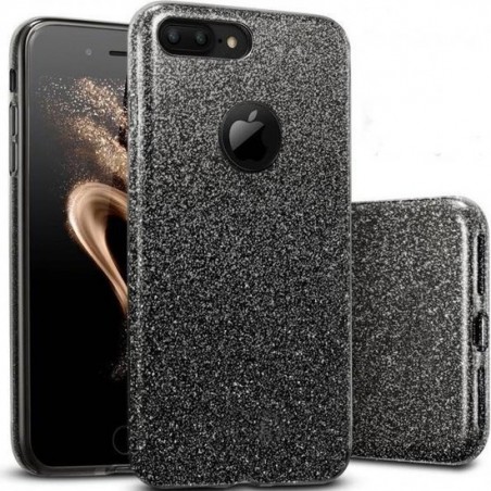 Apple iPhone 7 Plus & 8 Plus Hoesje - Glitter Backcover - Zwart