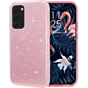 Samsung Galaxy A41 Hoesje Glitters Siliconen TPU Case licht roze - BlingBling Cover