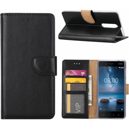 Nokia 8 - Bookcase Zwart - portemonee hoesje