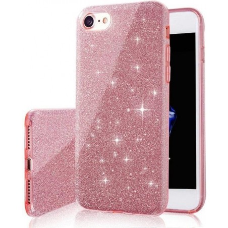 Apple iPhone 7 & 8 Hoesje - Glitter Backcover - Roze