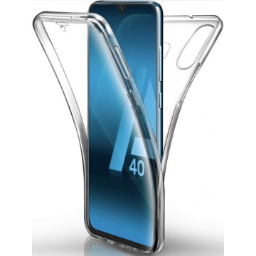 Samsung Galaxy A40 Case - Transparant Siliconen - Voor- en Achterkant - 360 Bescherming - Screen protector hoesje - (0.4mm)