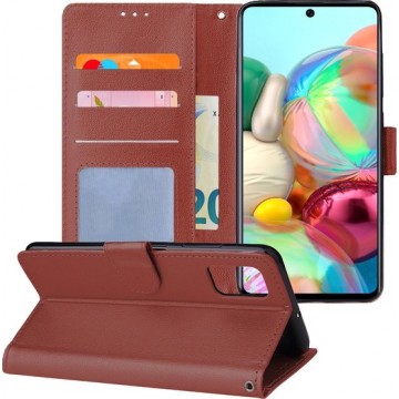 Samsung Galaxy A71 Hoesje Book Case Flip Hoes Wallet Cover - Bruin