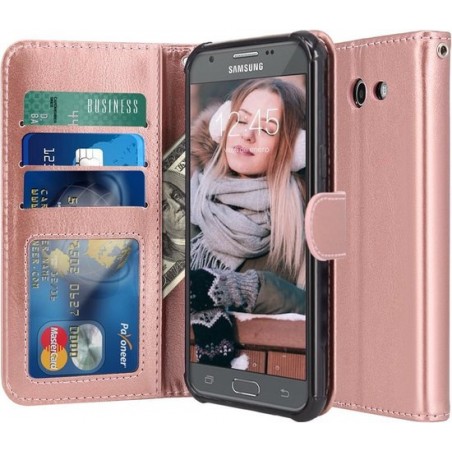 Samsung Galaxy J3 2017 - Book PU lederen Portemonnee hoesje Book case goud