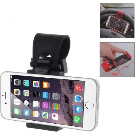 Universele Telefoon Auto Stuur houder Smartphone autohouder (Rood)