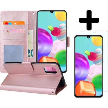 Samsung Galaxy A41 Hoesje Book Case Rose Goud Met Screenprotector