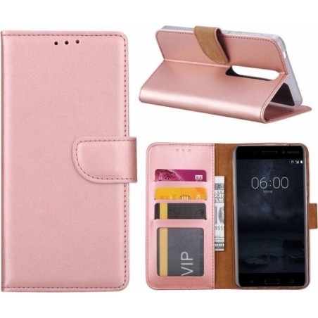 Nokia 8 - Bookcase Rose Goud - portemonee hoesje