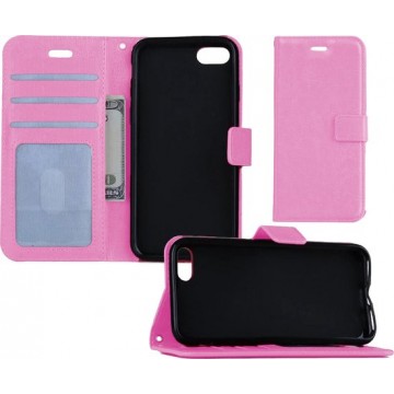 iPhone SE 2020 Hoesje Wallet Case Bookcase Hoes Lederen Look - Licht Roze
