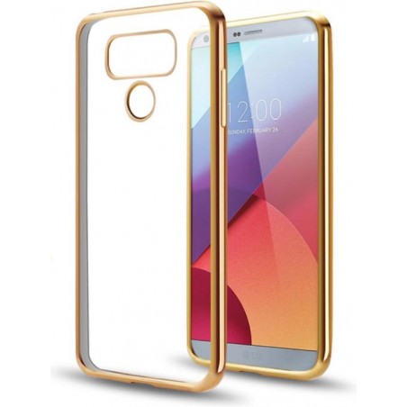 LG G6 - Siliconen Gouden Bumper Electro Plating met Transparante TPU Hoesje (Gold Silicone Hoesje / Cover)