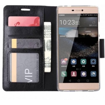 Huawei P8 book wallet case hoesje Zwart