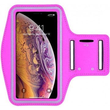 Sport / Hardloop Armband (Roze) voor iPhone 11 - Spatwaterdicht, Reflecterend, Neopreen, Comfortabel met Sleutelhouder