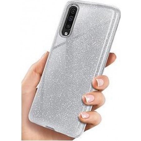 Samsung A50 Siliconen Glitter Hoesje Zilver