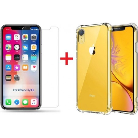 Ntech Apple iPhone Xr Screenprotector Tempered Glass + Anti Shock Hoesje