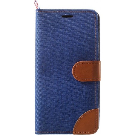 Shop4 - Samsung Galaxy S9 Plus Hoesje - Wallet Case Dutch Design Denim en Leer Donker Blauw