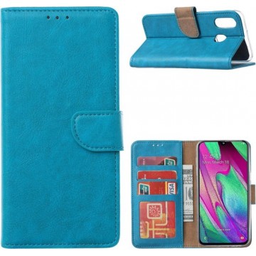 Galaxy A40 Wallet Case Turquoise met Standaard