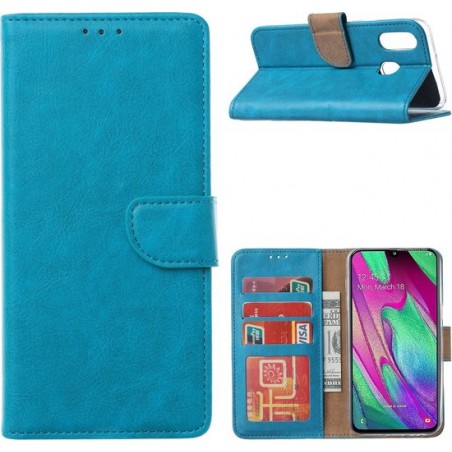 Galaxy A40 Wallet Case Turquoise met Standaard