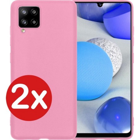 Samsung Galaxy A42 Hoesje Siliconen Case Cover - Samsung A42 Hoesje Cover Hoes Siliconen - Roze - 2 PACK