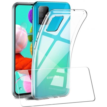 Samsung Galaxy A51  Hoesje - Soft TPU Siliconen Case & 2X Tempered Glas Combi - Transparant