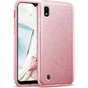 Samsung Galaxy A10 Hoesje Glitters Siliconen TPU Case licht roze - BlingBling Cover