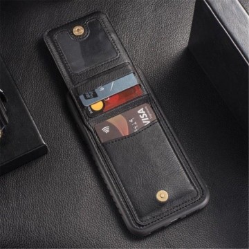 Iphone 6/6s Luxe Back Cover zwart hoesje met extra vakjes voor pasjes