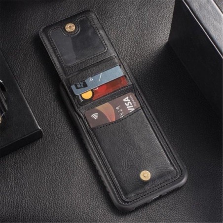 Iphone 6/6s Luxe Back Cover zwart hoesje met extra vakjes voor pasjes