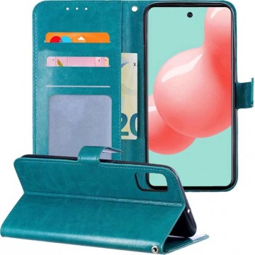 Samsung Galaxy A71 Hoesje Book Case Cover Lederlook Hoes - Turquoise