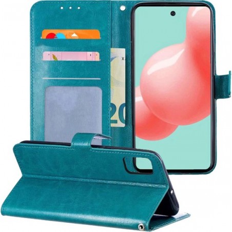 Samsung Galaxy A71 Hoesje Book Case Cover Lederlook Hoes - Turquoise