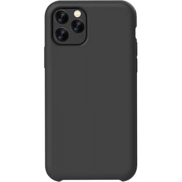 Apple iPhone 11 hoesje - liquid silicone zachte backcover case zwart + volledige beschermglas