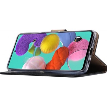 Samsung Galaxy A71 hoesje book case Zwart + tempered glas screenprotector