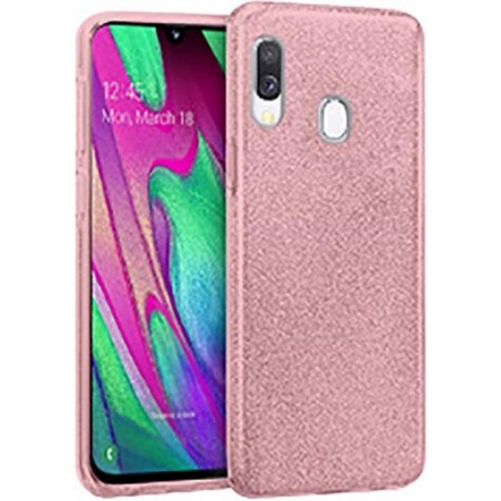 Samsung Galaxy A20e Hoesje - Siliconen Glitter Backcover - Roze