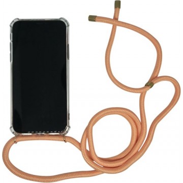 Telefoonhoesje met koord - Shockproof Backcover van PC/TPU - iPhone 11 - Oranje met Goud