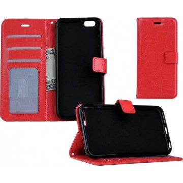 iPhone 5/5s/5SE Hoesje Wallet Case Bookcase Flip Hoes Leer Look - Rood