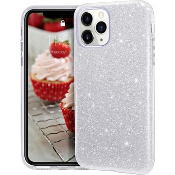 iPhone 11 Hoesje Glitters Siliconen TPU Case Zilver - BlingBling Cover