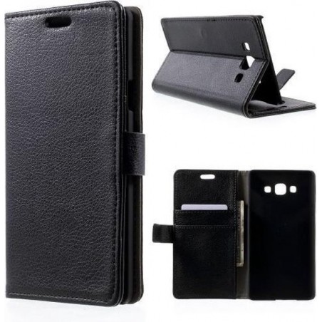 Litchi wallet hoesje Samsung Galaxy A5 zwart