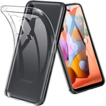 Samsung Galaxy A11 hoesje silicone transparant met 2 Pack Tempered glas Screen Protector