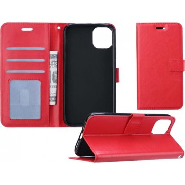 iPhone 11 Pro Hoesje Wallet Bookcase Flip Hoes Lederen Look - Rood