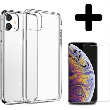 iPhone 11 Hoesje Silicone Case Cover En Screenprotector Tempered Glass